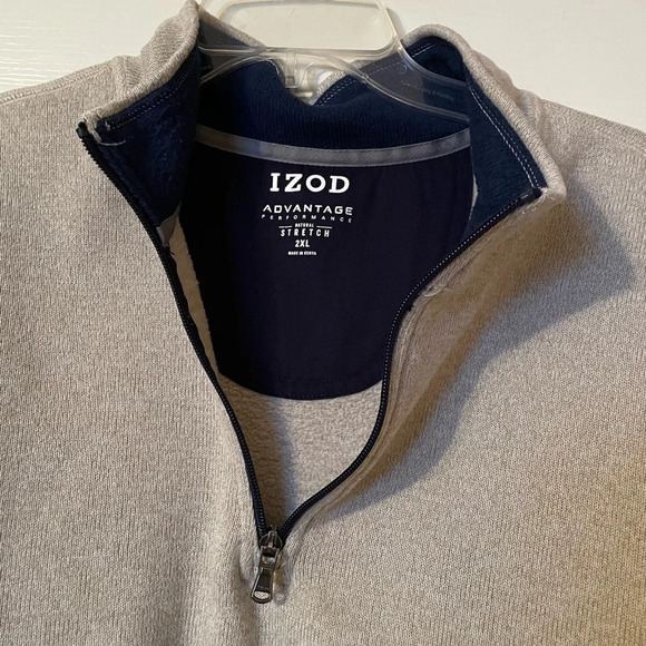 Izod Mens Sweater Size XXL Pullover 1/4 Zip Long Sleeve Beige EUC - Picture 2 of 7